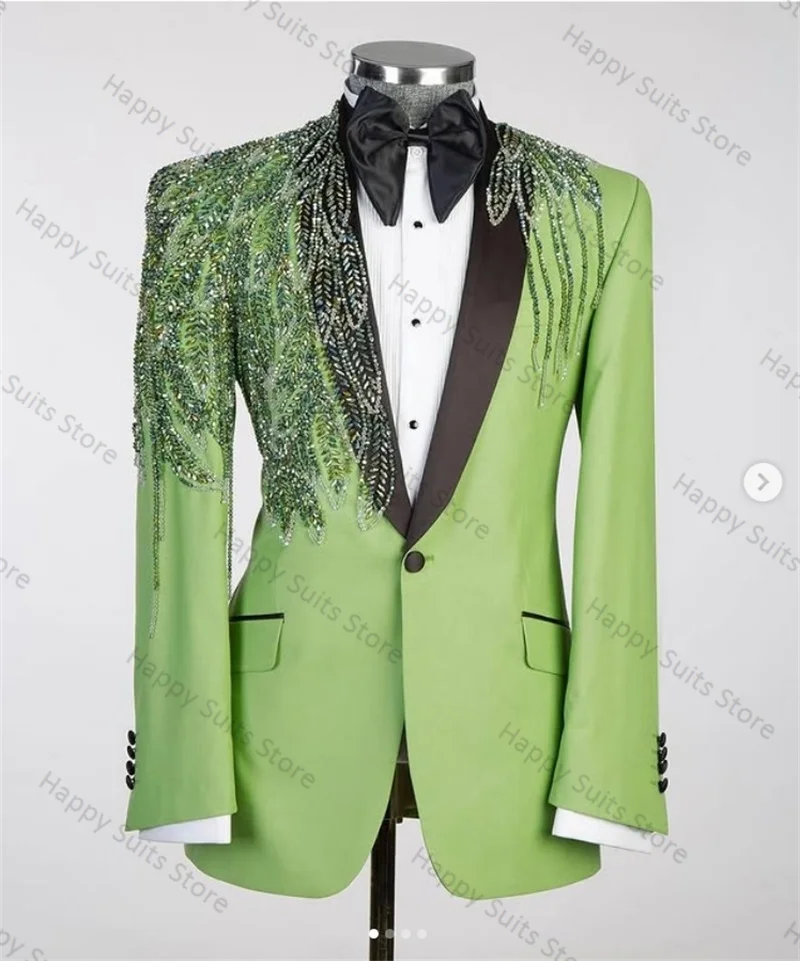 Crystals Green Men Suit Pant Set 2 Pcs Blazer+Black Trousers Office Male Business Jacket Coat Trousers Prom Wedding Tuxedos
Crystals Green Men Suit Pant Set 2 Pcs Blazer+Black Trousers Office Male Business Jacket Coat Trousers Prom Wedding Tuxedos