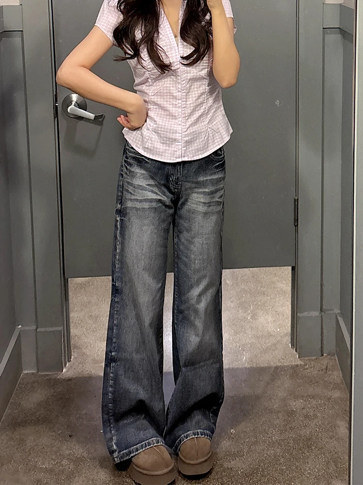 Washed Blue Slimming Jeans American Design Sensation Summer New Narrow Version Wide Leg Pants Retro Style Natural Waist Denim
Washed Blue Slimming Jeans American Design Sensation Summer New Narrow Version Wide Leg Pants Retro Style Natural Waist Denim
