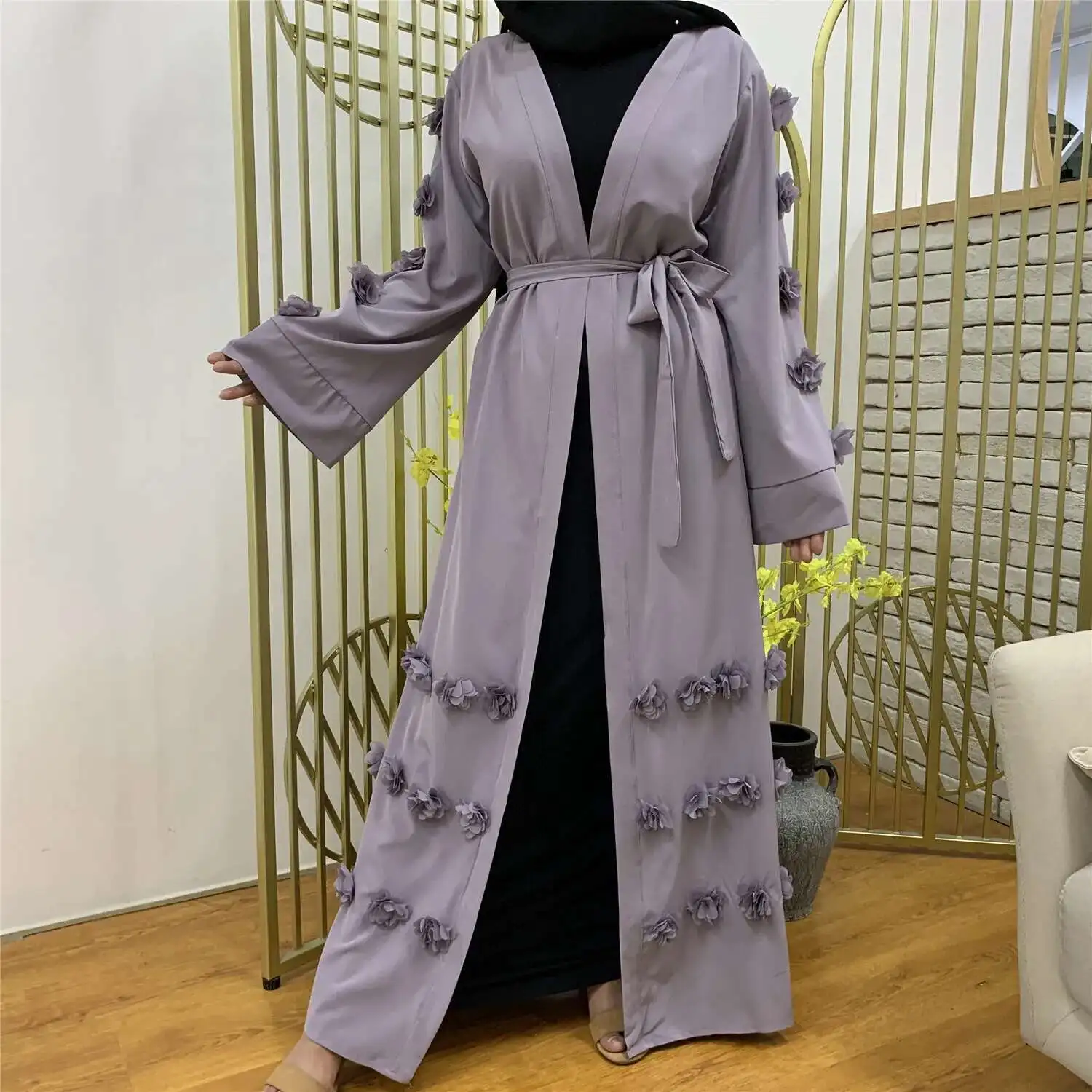 Muslim Fashion Women's Loose Cardigan Three-dimensional Flower Lace Up Robe 1623 Robe Abaya Ramadan Dubai Luxury Islam Elegant
Muslim Fashion Women's Loose Cardigan Three-dimensional Flower Lace Up Robe 1623 Robe Abaya Ramadan Dubai Luxury Islam Elegant