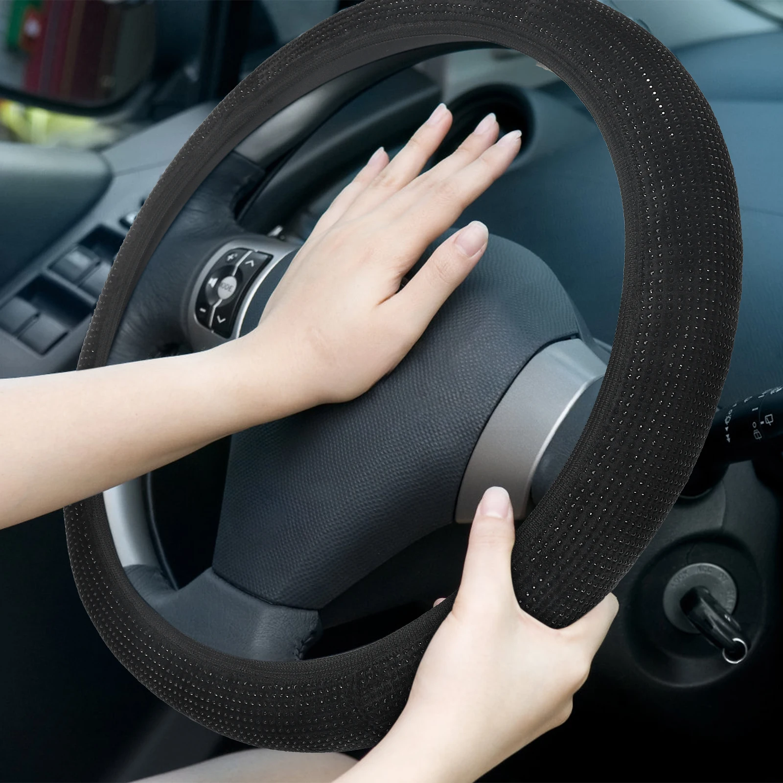 Steering Wheel Cover Rhinestone Car Decoration Glitter Accessories Anti Skid Protector Sparkling Interior Cushion
Steering Wheel Cover Rhinestone Car Decoration Glitter Accessories Anti Skid Protector Sparkling Interior Cushion
