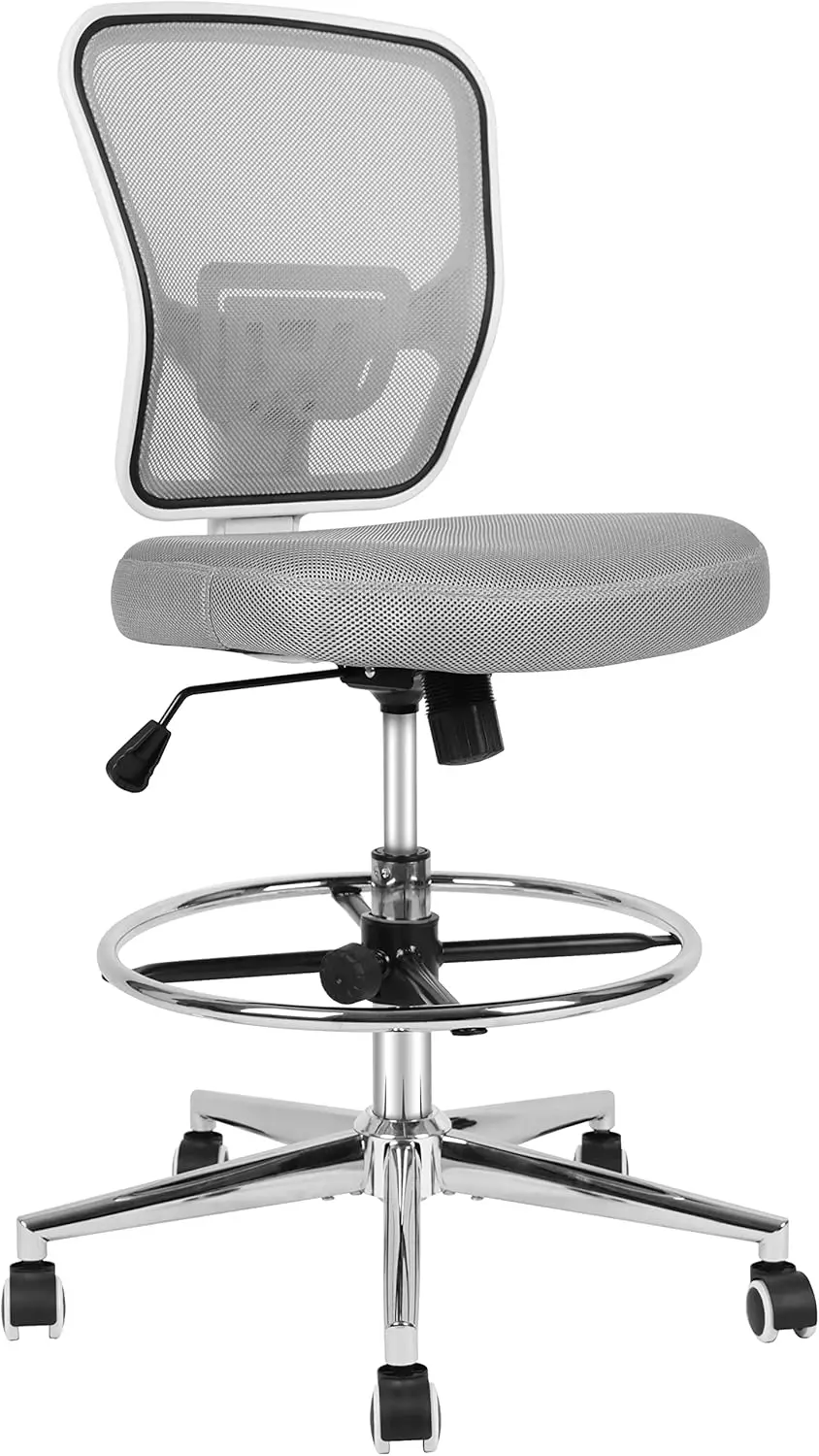 Drafting Chair, Tall Office Chair for Standing Desk, Drafting Stool with Lumbar Support, Adjustable Height and Foot Ring, Grey
Drafting Chair, Tall Office Chair for Standing Desk, Drafting Stool with Lumbar Support, Adjustable Height and Foot Ring, Grey
