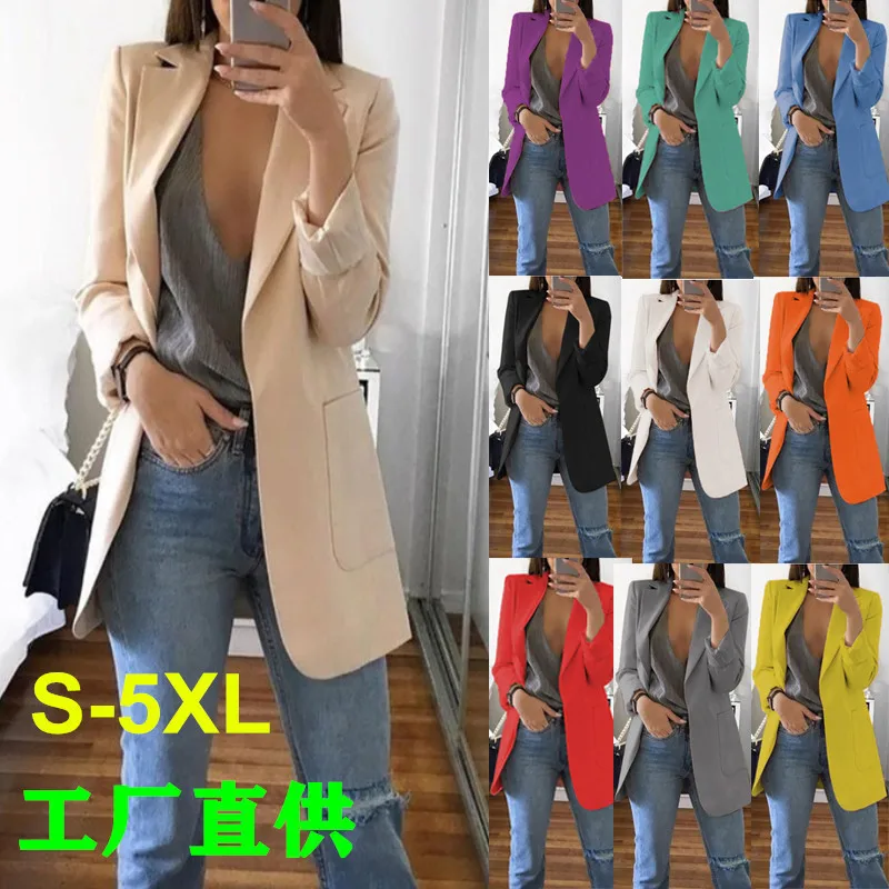 European and American Fashion Casual Suit Polo Neck Slim Fit Cardigan Temperament Women's Coat Spring and Autumn 2023
European and American Fashion Casual Suit Polo Neck Slim Fit Cardigan Temperament Women's Coat Spring and Autumn 2023