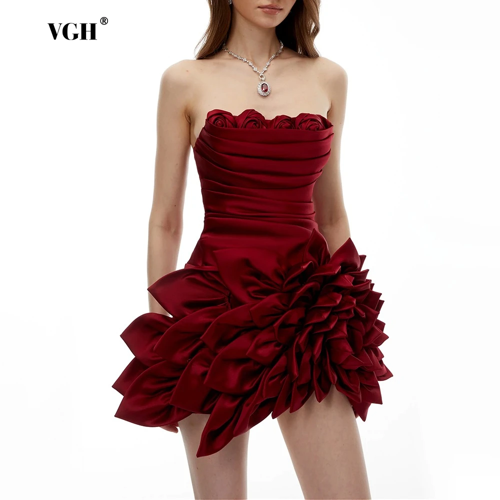 VGH Burgundy 3D Rose Pleated Birthdays Party Mini Dress for Women Sleeveless Corset Style Satin Fabric Skirt for Romantic Dates
VGH Burgundy 3D Rose Pleated Birthdays Party Mini Dress for Women Sleeveless Corset Style Satin Fabric Skirt for Romantic Dates