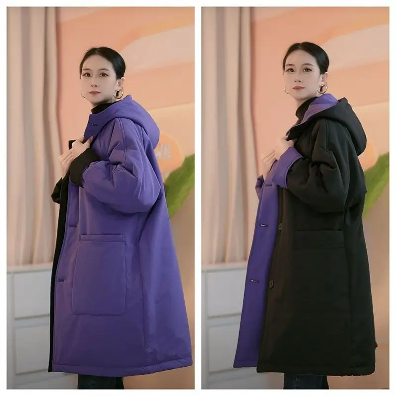 Autumn and Winter New Women's Windbreaker Cotton Coat Oversize Hooded Spliced Cotton Coat
Autumn and Winter New Women's Windbreaker Cotton Coat Oversize Hooded Spliced Cotton Coat