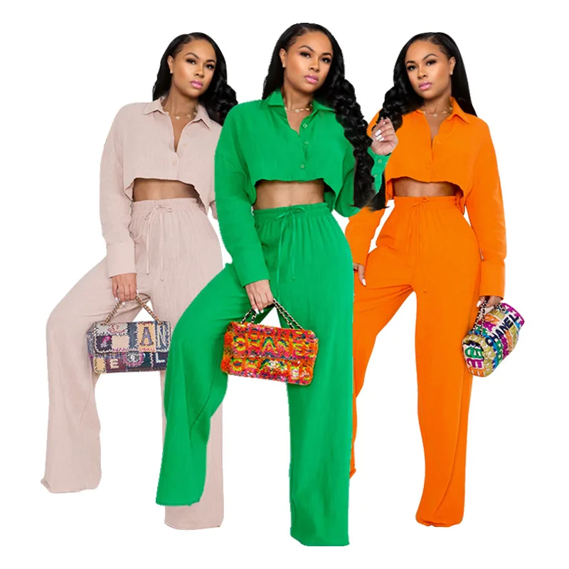Women's Autumn Simple Solid Color Shirt Wide-leg Pants Casual Suit Roll-Lapel Button-Down Top Loose Straight Trousers Set
Women's Autumn Simple Solid Color Shirt Wide-leg Pants Casual Suit Roll-Lapel Button-Down Top Loose Straight Trousers Set