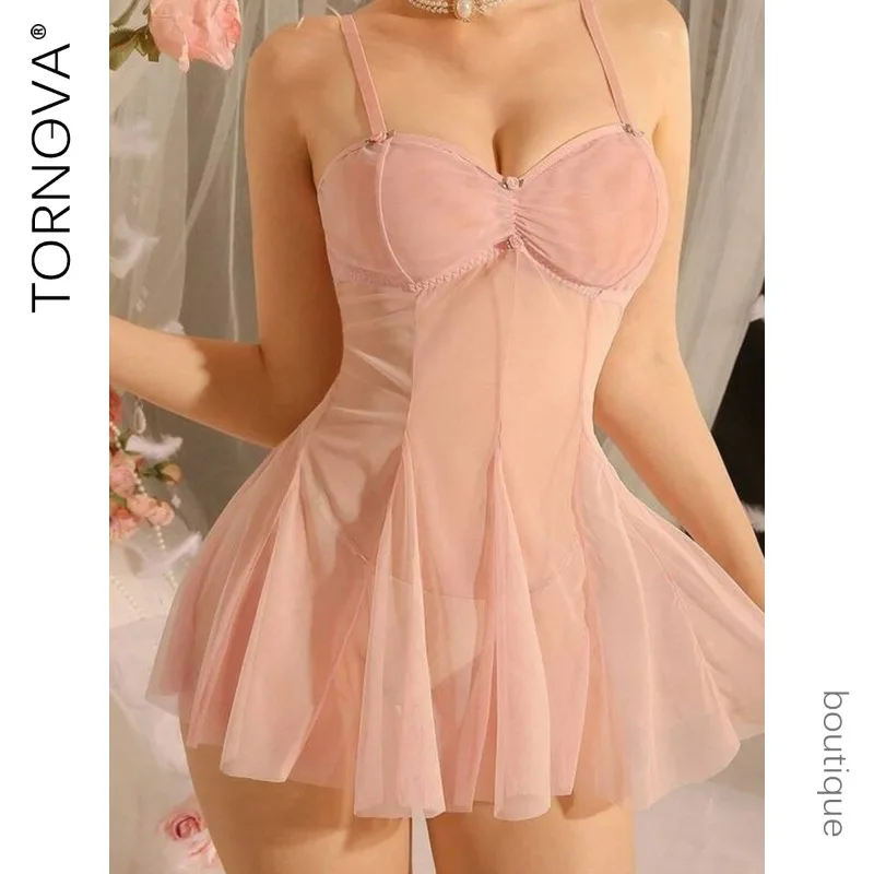 Tornova Mesh Sexy Sleeping Skirt Slim Backless Solid Color Bow Knot Lace Up See-through Interesting Hollow Cute Romantic Pajamas
Tornova Mesh Sexy Sleeping Skirt Slim Backless Solid Color Bow Knot Lace Up See-through Interesting Hollow Cute Romantic Pajamas