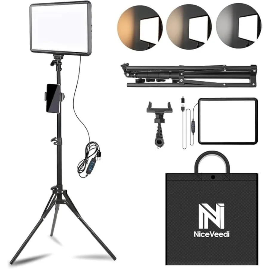 1Pack LED Video Light Kit NiceVeedi Photography Lighting Kit 28006500K Dimmable Studio Light with Tripod Stand Phone Holder 73
1Pack LED Video Light Kit NiceVeedi Photography Lighting Kit 28006500K Dimmable Studio Light with Tripod Stand Phone Holder 73