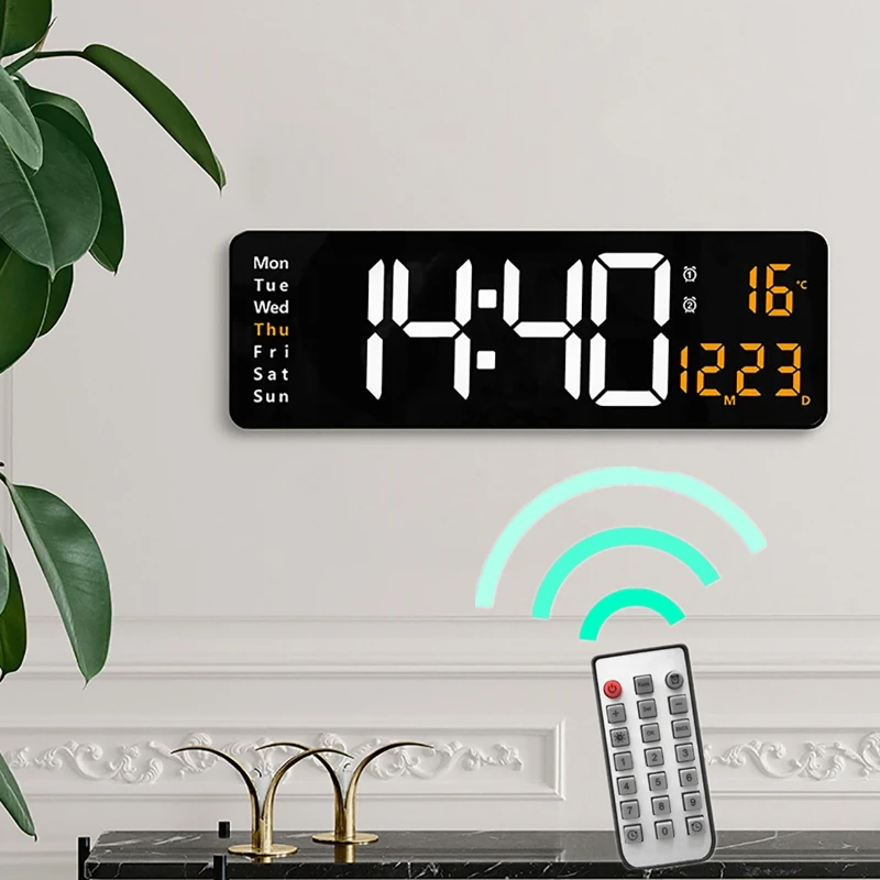 LED Digital Wall Clock Temperature Date and Day Display Electronic LED Clock with Remote Control for Home Living Room Decoration
LED Digital Wall Clock Temperature Date and Day Display Electronic LED Clock with Remote Control for Home Living Room Decoration