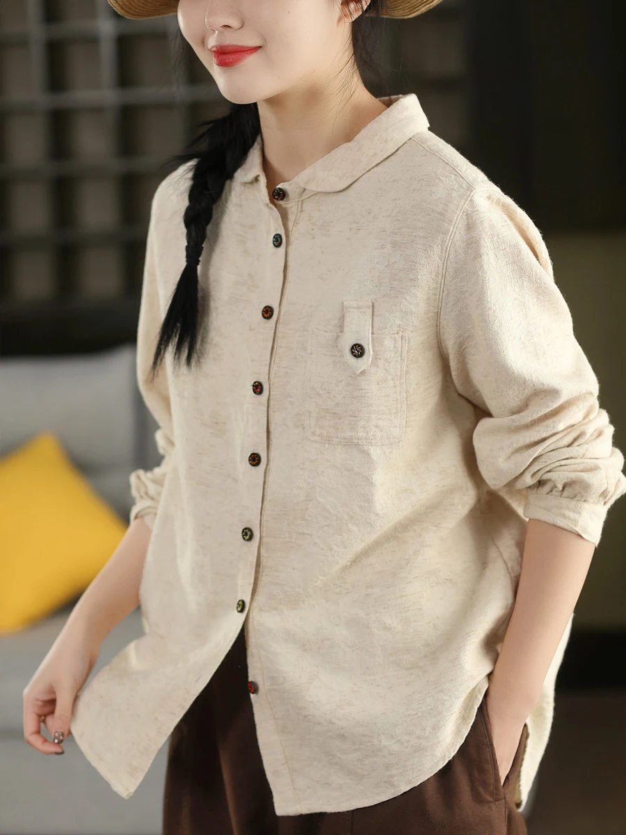 Высококачественная льняная рубашка ручной работы с тяжелой отделкой, весенняя, с длинным рукавом, отложным воротником, на одной пуговице, для женщин
Высококачественная льняная рубашка ручной работы с тяжелой отделкой, весенняя, с длинным рукавом, отложным воротником, на одной пуговице, для женщин