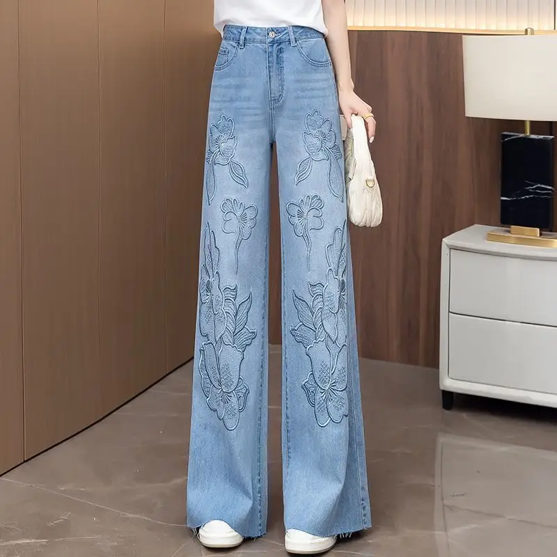 Embroidered Wide-Leg Jeans For Women 2025 Summer Autumn New High-Waisted Loose Rhinestone Straight Denim Pants
Embroidered Wide-Leg Jeans For Women 2025 Summer Autumn New High-Waisted Loose Rhinestone Straight Denim Pants
