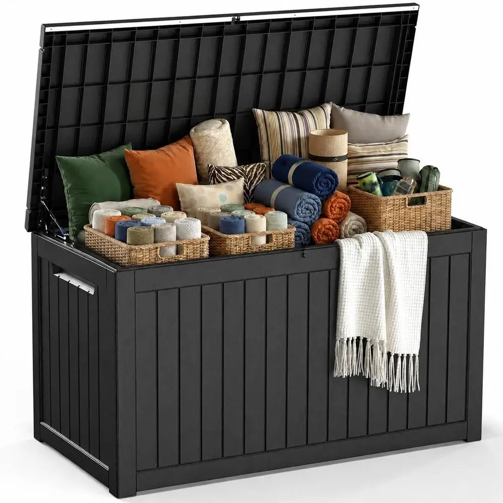 Large 280 Gallon Outdoor Waterproof Deck Box with UV Resistant Resin, Hydraulic Rod, Lockable, Ideal for Patio Furniture, Garden
Large 280 Gallon Outdoor Waterproof Deck Box with UV Resistant Resin, Hydraulic Rod, Lockable, Ideal for Patio Furniture, Garden