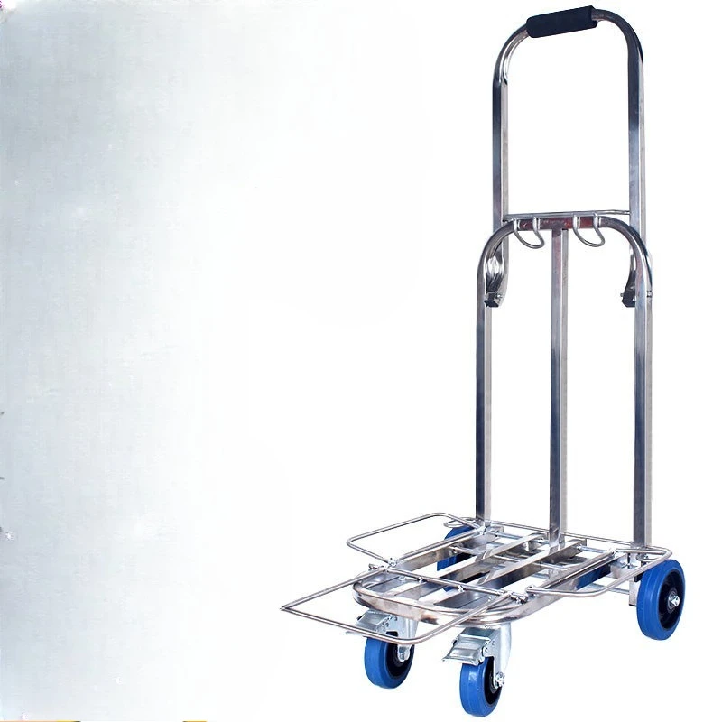 Stainless steel four-wheel folding luggage cart universal silent wheel hand cart portable shopping cart audio
Stainless steel four-wheel folding luggage cart universal silent wheel hand cart portable shopping cart audio