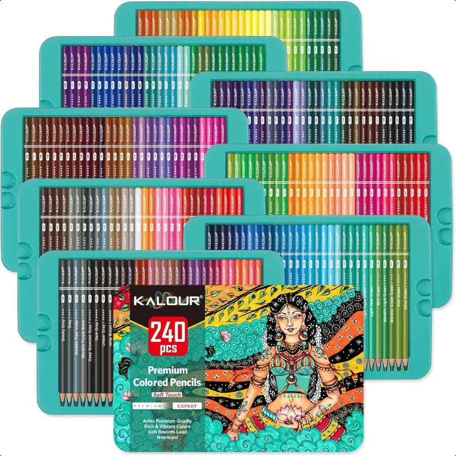 Profional Colored PencilsSet of 240 Colors Artists Soft Core with Vibrant Color Ideal for Drawing Sketching Shading Coloring Pe
Profional Colored PencilsSet of 240 Colors Artists Soft Core with Vibrant Color Ideal for Drawing Sketching Shading Coloring Pe