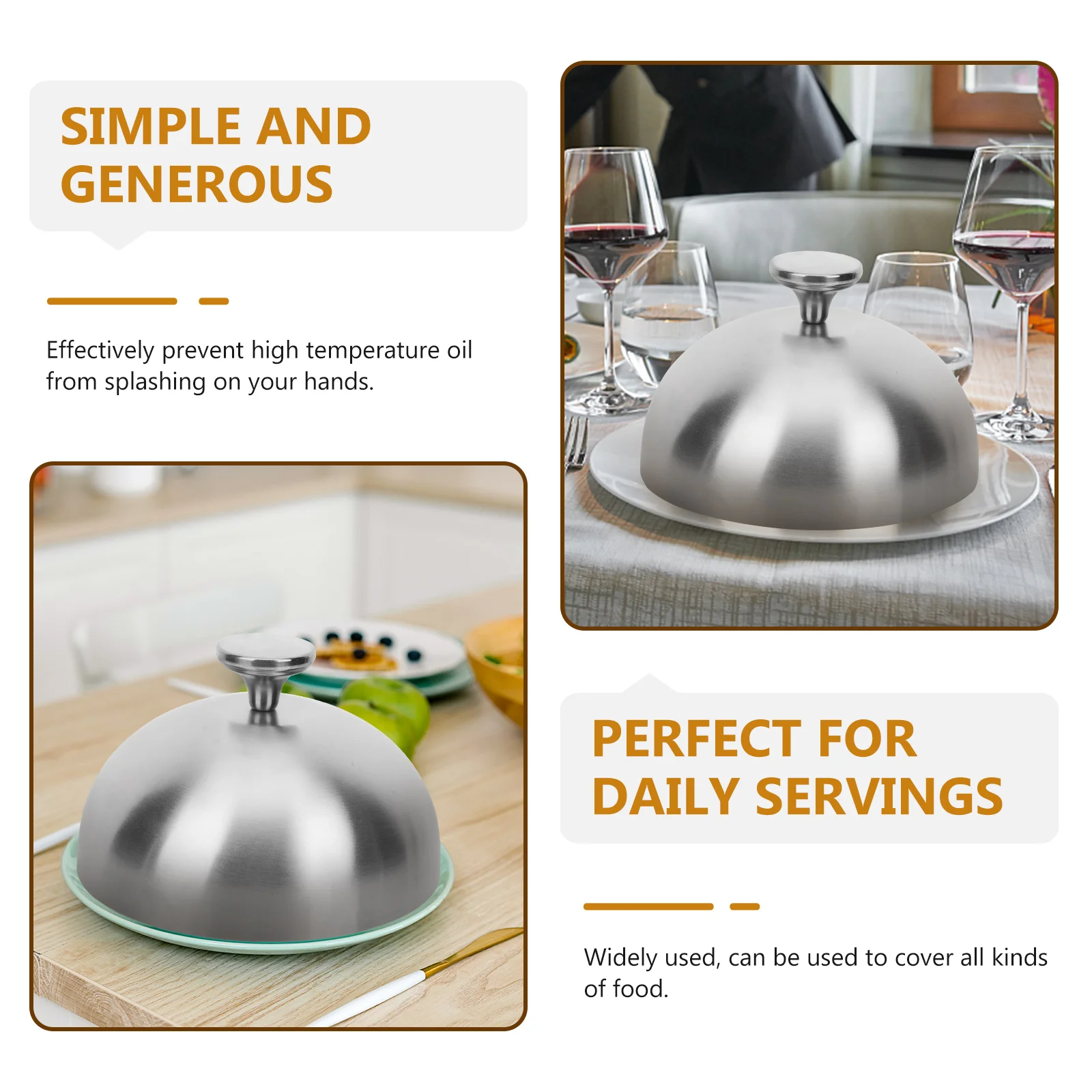 Stainless Steel Food Cover Oil Proof Vegetable Guard Dish Splatter Lid Household Kitchen Utensil for Home Restaurant Use Handle
Stainless Steel Food Cover Oil Proof Vegetable Guard Dish Splatter Lid Household Kitchen Utensil for Home Restaurant Use Handle