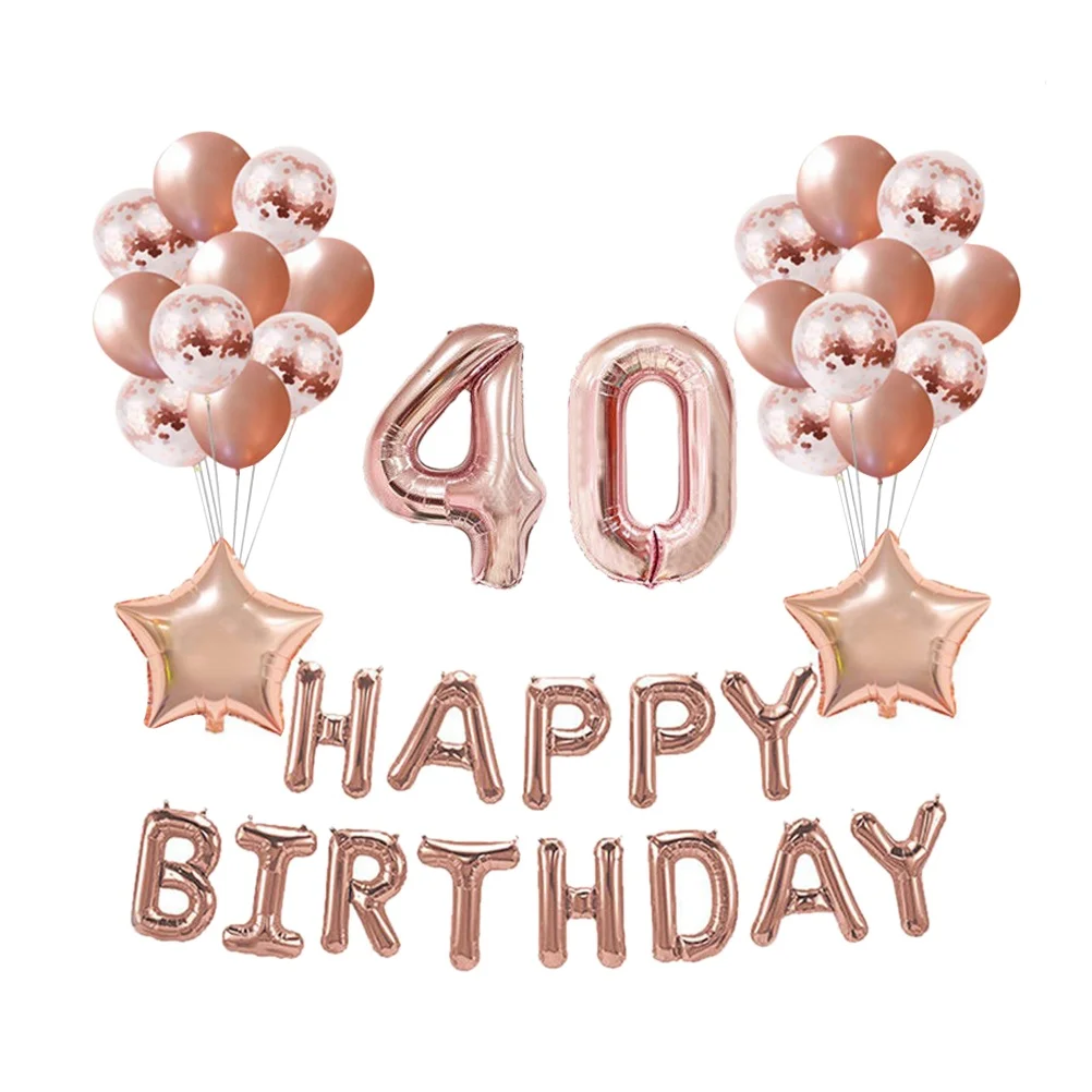 37 pcs Birthday Balloons Set 40 Years Old Latex Decorative Balloons Rose Birthday Party Supplies For Wedding
37 pcs Birthday Balloons Set 40 Years Old Latex Decorative Balloons Rose Birthday Party Supplies For Wedding