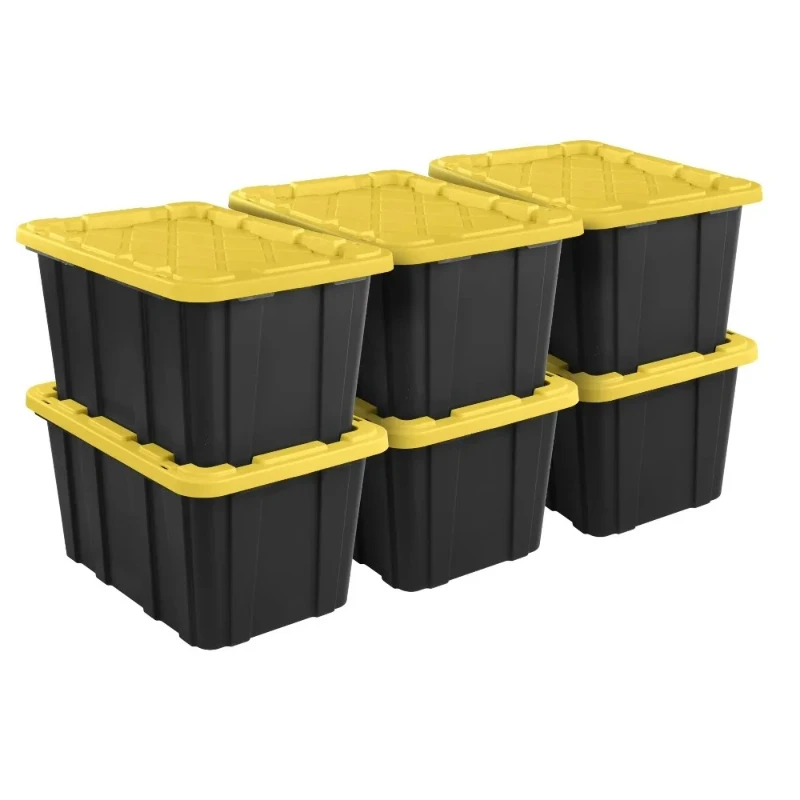 Sterilite Large Storage Bin, 27 Gallon Durable Plastic Storage Tote with Snap-On Lid, Black and Yellow, 6 Pack
Sterilite Large Storage Bin, 27 Gallon Durable Plastic Storage Tote with Snap-On Lid, Black and Yellow, 6 Pack