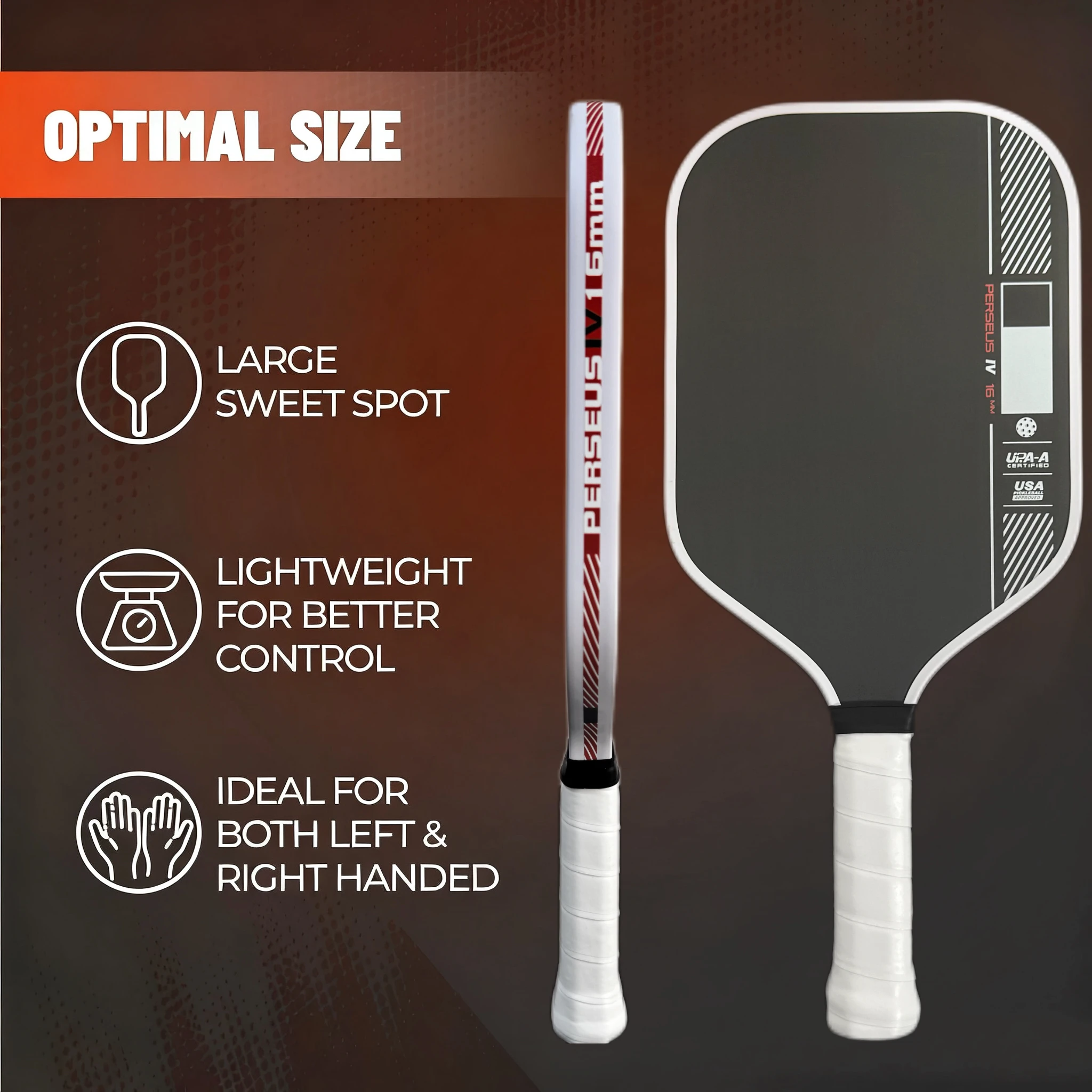 PERSEUS IV T700 Pickleball Paddle, тканевый матовый материал, внутренний сердечник 16 мм. 
PERSEUS IV T700 Pickleball Paddle, тканевый матовый материал, внутренний сердечник 16 мм.