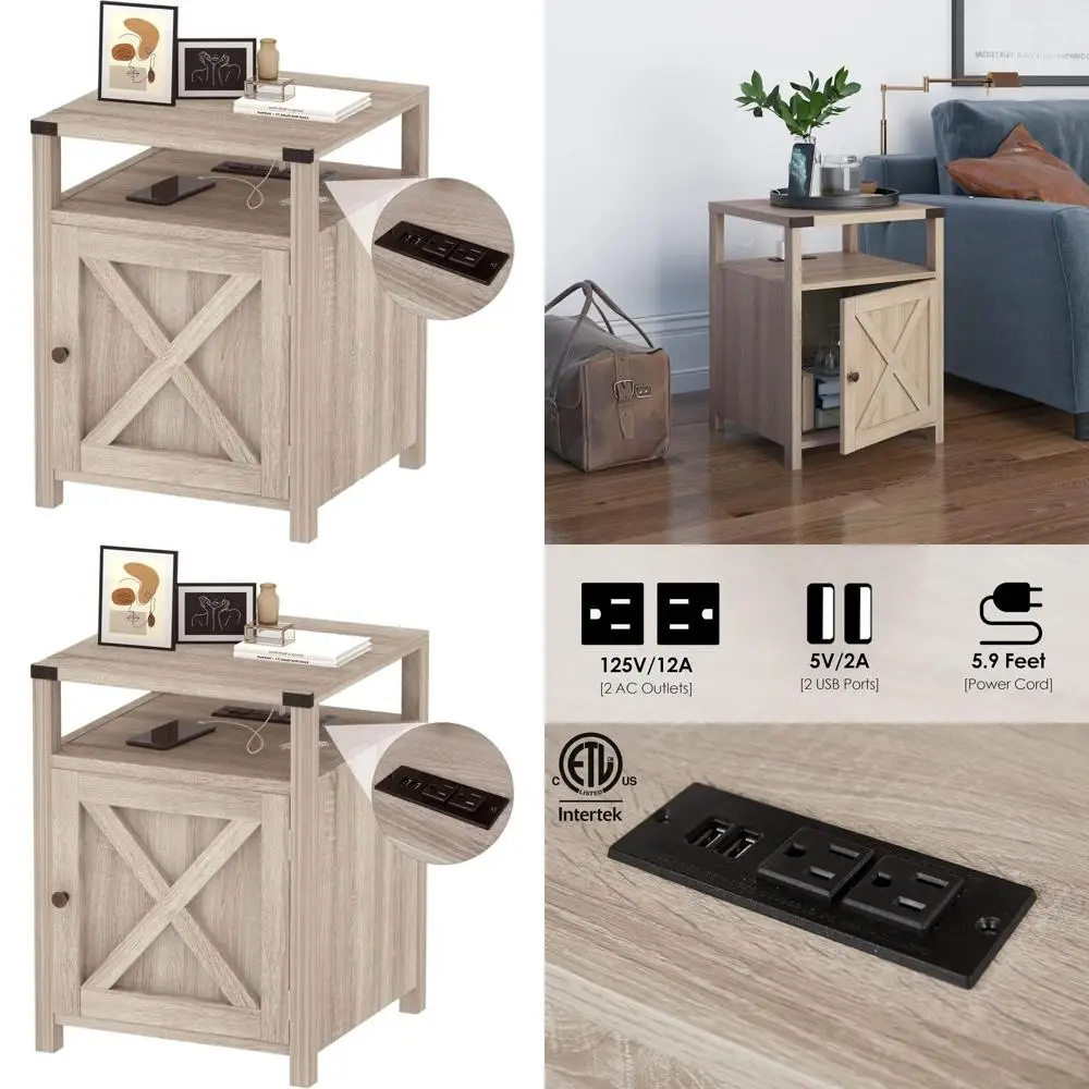 Rustic Farmhouse Nightstand with USB & Outlet, Storage Side Table for Bedroom and Living Room in Beige
Rustic Farmhouse Nightstand with USB & Outlet, Storage Side Table for Bedroom and Living Room in Beige