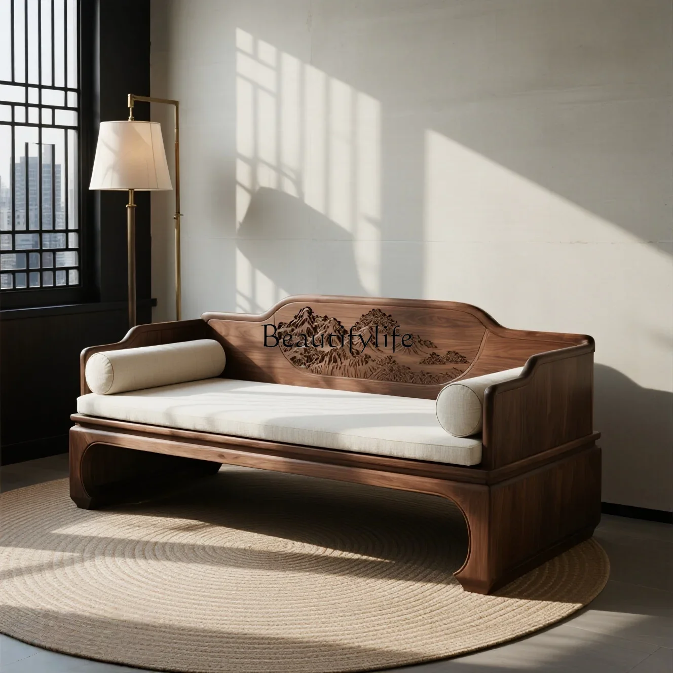 LXNew Chinese ash wood home living room Arhat bed black walnut sofa bed chaise longue furnitureSSS
LXNew Chinese ash wood home living room Arhat bed black walnut sofa bed chaise longue furnitureSSS