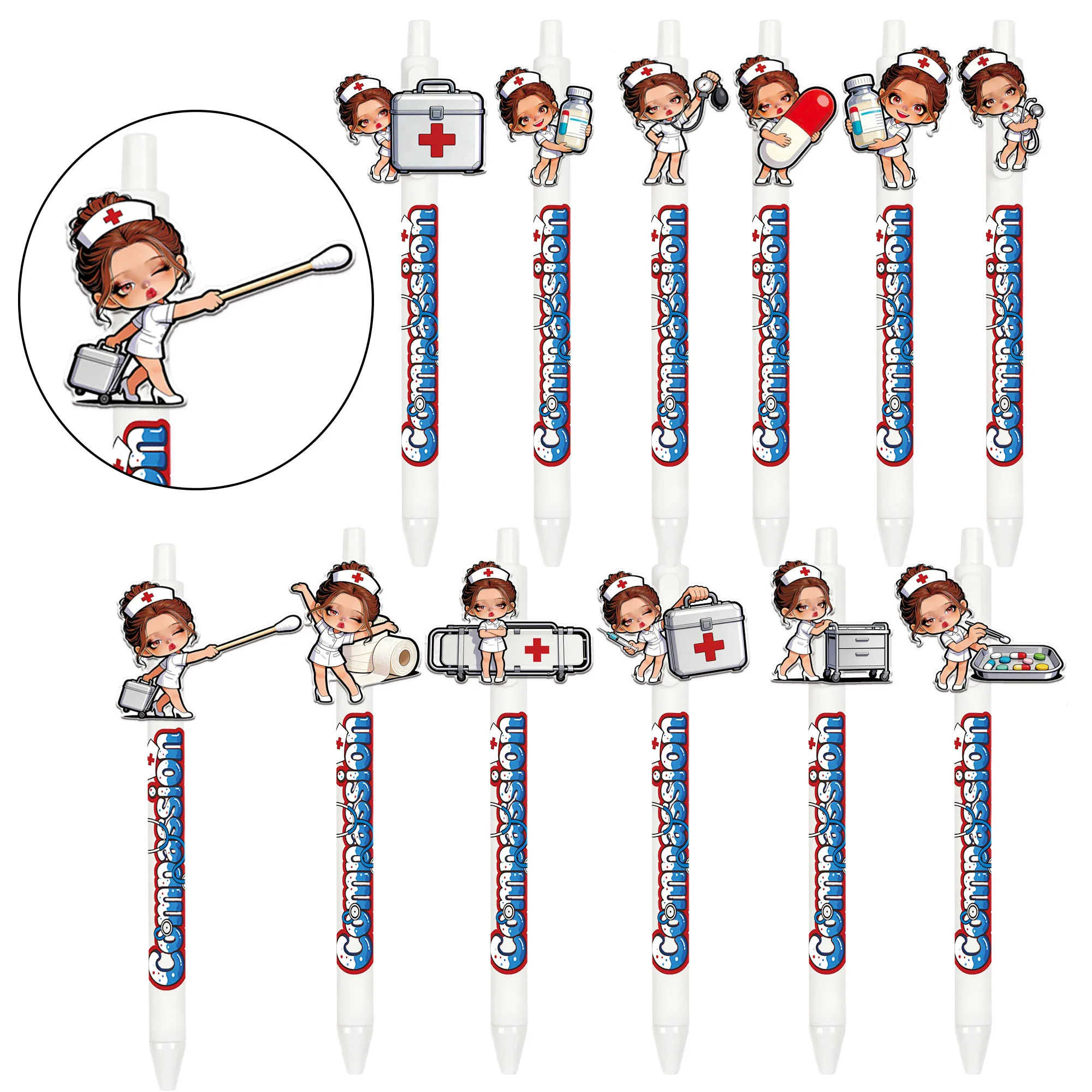 Набор из 13/15 белых ручек с тематикой медсестер, подарочные ручки-шариковые из серии «Медицина», канцелярские принадлежности для студентов, для письма и подписи, к Новому году
Набор из 13/15 белых ручек с тематикой медсестер, подарочные ручки-шариковые из серии «Медицина», канцелярские принадлежности для студентов, для письма и подписи, к Новому году