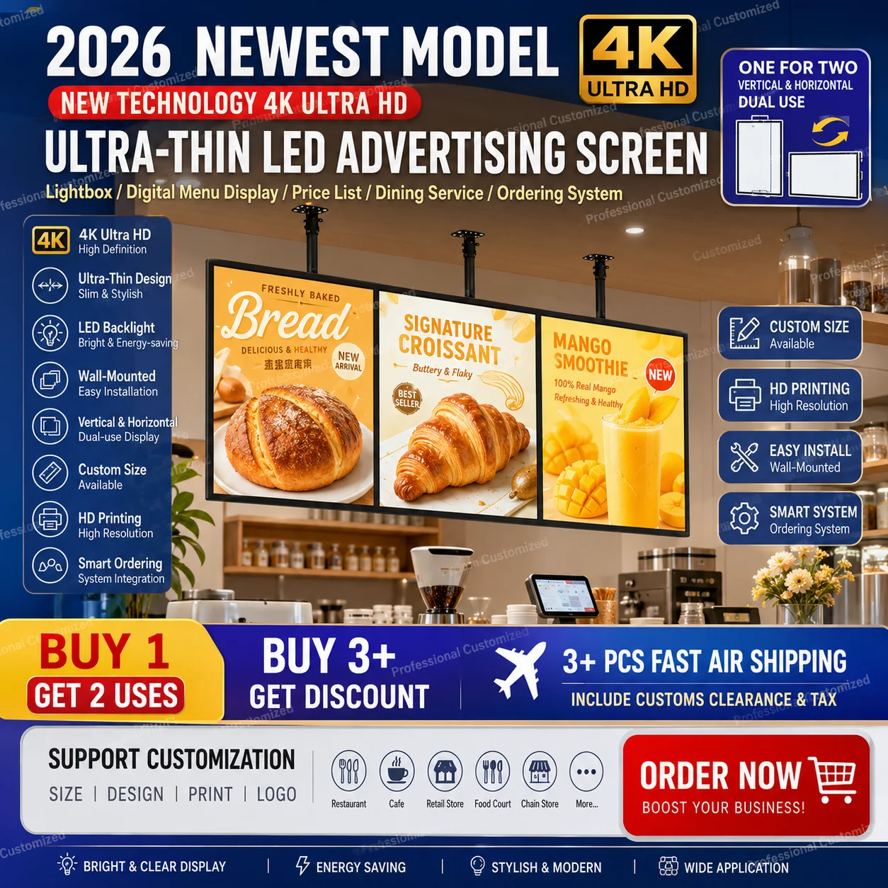 Ultra thin TV lightbox billboard wall mounted hanging milk tea shop illuminated menu display board signboard LED light board
Ultra thin TV lightbox billboard wall mounted hanging milk tea shop illuminated menu display board signboard LED light board