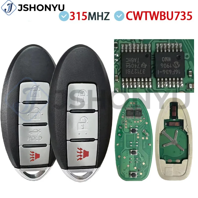 JsHonYu CWTWBU735 CWTWBU729 315MHz ID46 Chip Smart Remote Key Fob for Nissan Altima Maxima Rogue Versa
JsHonYu CWTWBU735 CWTWBU729 315MHz ID46 Chip Smart Remote Key Fob for Nissan Altima Maxima Rogue Versa