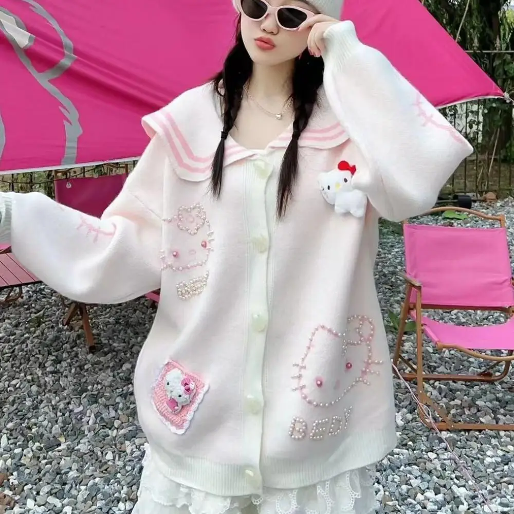 Sweater Women Cartoon Cardigan Coat Kawaii Hello Kitty Sanrioed Anime Autumn Knitting Tops Cute Girls Student Leisure Loose Soft
Sweater Women Cartoon Cardigan Coat Kawaii Hello Kitty Sanrioed Anime Autumn Knitting Tops Cute Girls Student Leisure Loose Soft