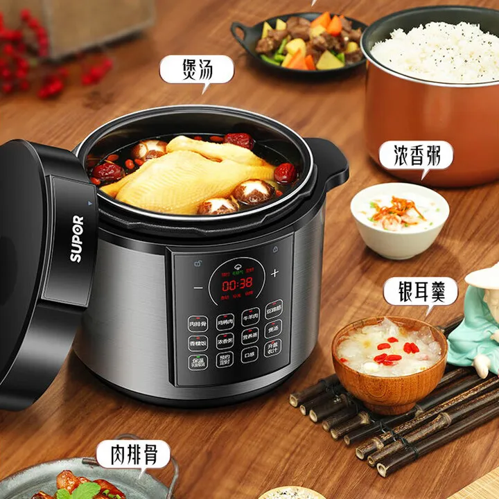 SUPOR Electric Pressure Cooker 6L Large Capacity Smart Timer for Soup, Porridge, and Rice Cookers (Double Inner Pots)
SUPOR Electric Pressure Cooker 6L Large Capacity Smart Timer for Soup, Porridge, and Rice Cookers (Double Inner Pots)