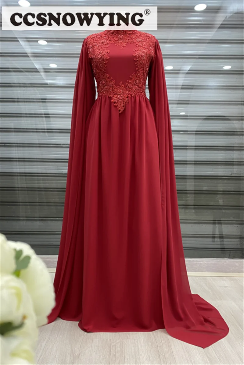 Chiffon Appliques Long Sleeve Muslim Evening Dresses Hijab Islamic Formal Party Gown Women Arabic Kaftan Robe De Soiree
Chiffon Appliques Long Sleeve Muslim Evening Dresses Hijab Islamic Formal Party Gown Women Arabic Kaftan Robe De Soiree