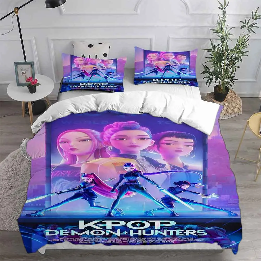 K-POP Bedding Set D-Demon H-Hunters 3D Printed Duvet Cover Set Soft Single Double Queen Size Bed For Birthday Gift For Girls 
K-POP Bedding Set D-Demon H-Hunters 3D Printed Duvet Cover Set Soft Single Double Queen Size Bed For Birthday Gift For Girls