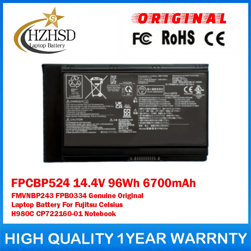 FPCBP524 14.4V 96Wh 6700mAh FMVNBP243 FPB0334 Genuine Original Laptop Battery For Fujitsu Celsius H980C CP722160-01 Notebook
FPCBP524 14.4V 96Wh 6700mAh FMVNBP243 FPB0334 Genuine Original Laptop Battery For Fujitsu Celsius H980C CP722160-01 Notebook