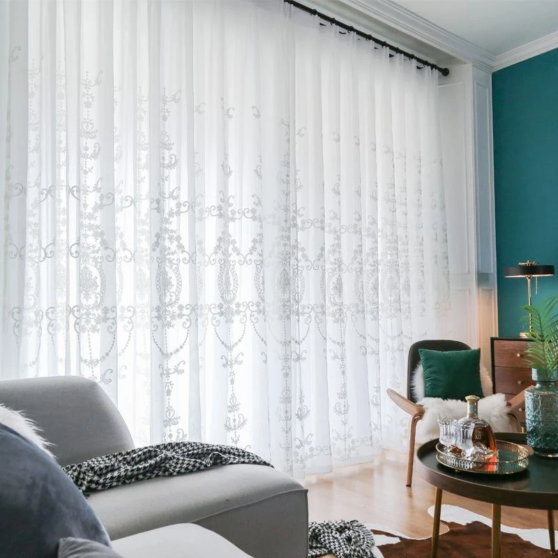 European Style Sheer Curtains White Embroidered Floral Voile Drapes for Living Room Bedroom Simple Embroidery Window Curtains
European Style Sheer Curtains White Embroidered Floral Voile Drapes for Living Room Bedroom Simple Embroidery Window Curtains
