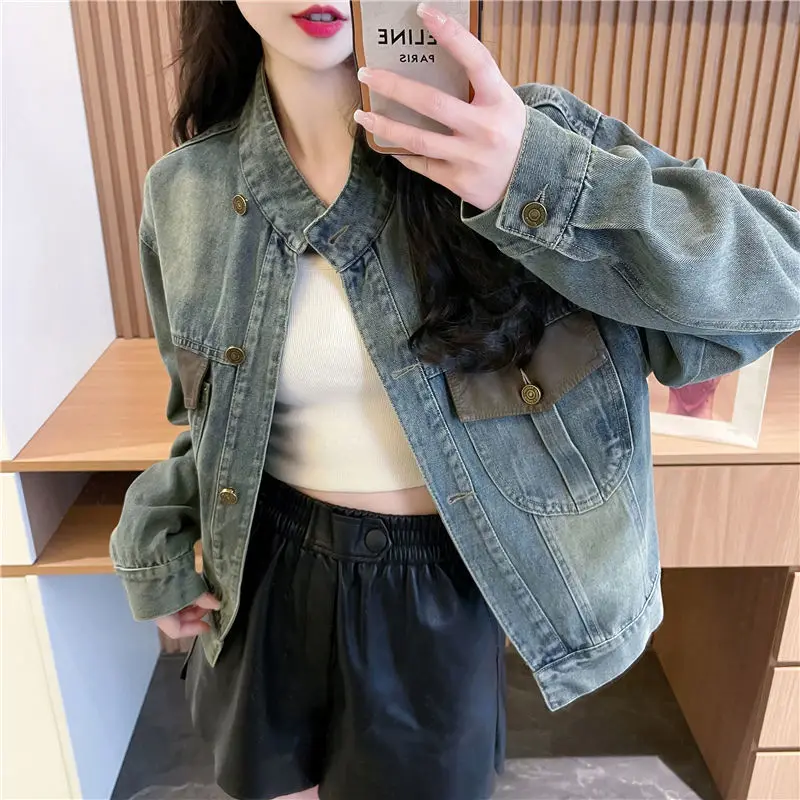 Crop Small Short Long Sleeve Denim Jacket for Women Patchwork Cowboy Coat Woman Outdoor Clothing Novelties Chic and Elegant
Crop Small Short Long Sleeve Denim Jacket for Women Patchwork Cowboy Coat Woman Outdoor Clothing Novelties Chic and Elegant
