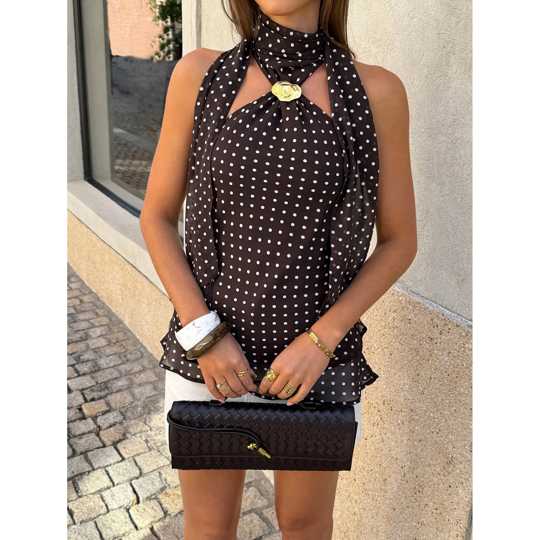 Sexy Polka Dot Halter Tops T Shirts 2026 Summer Luxury Clothes Fashion Women Elegant Party Club Chic Backless Tops Tees
Sexy Polka Dot Halter Tops T Shirts 2026 Summer Luxury Clothes Fashion Women Elegant Party Club Chic Backless Tops Tees