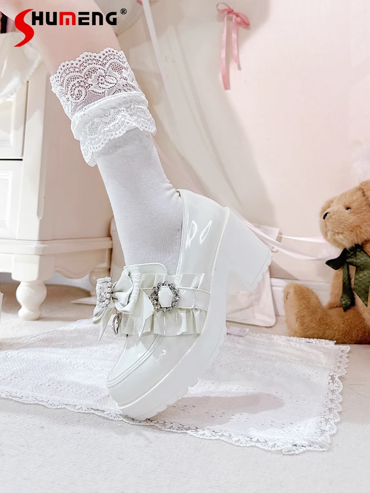 Transfer Student Original Japanese Mines Style Versatile High Pumps 3D Bow Heart Pendant Sweet Cute Lolita Shoes Women Loafers
Transfer Student Original Japanese Mines Style Versatile High Pumps 3D Bow Heart Pendant Sweet Cute Lolita Shoes Women Loafers