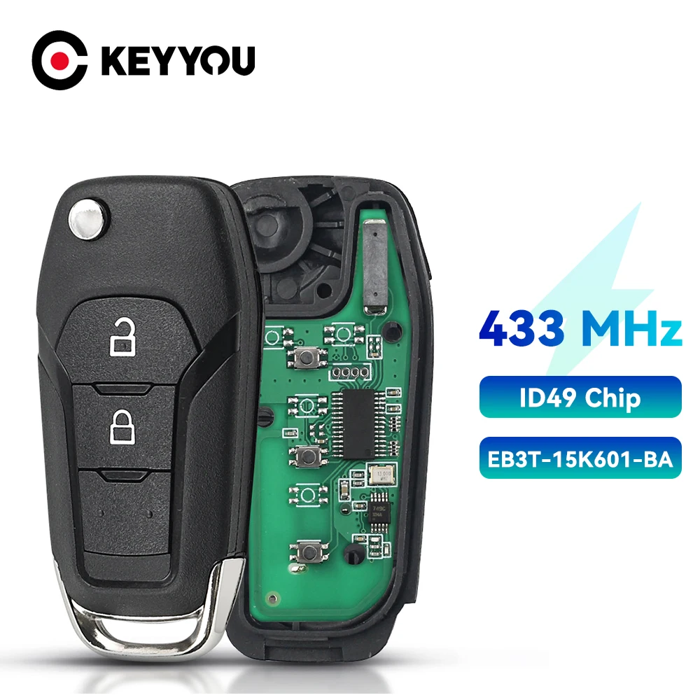 KEYYOU 2 кнопки складной дистанционный брелок ID49 433 МГц EB3T-15K601-BA для Ford F150 Ranger Galaxy S-Max KA + Mondeo V
KEYYOU 2 кнопки складной дистанционный брелок ID49 433 МГц EB3T-15K601-BA для Ford F150 Ranger Galaxy S-Max KA + Mondeo V