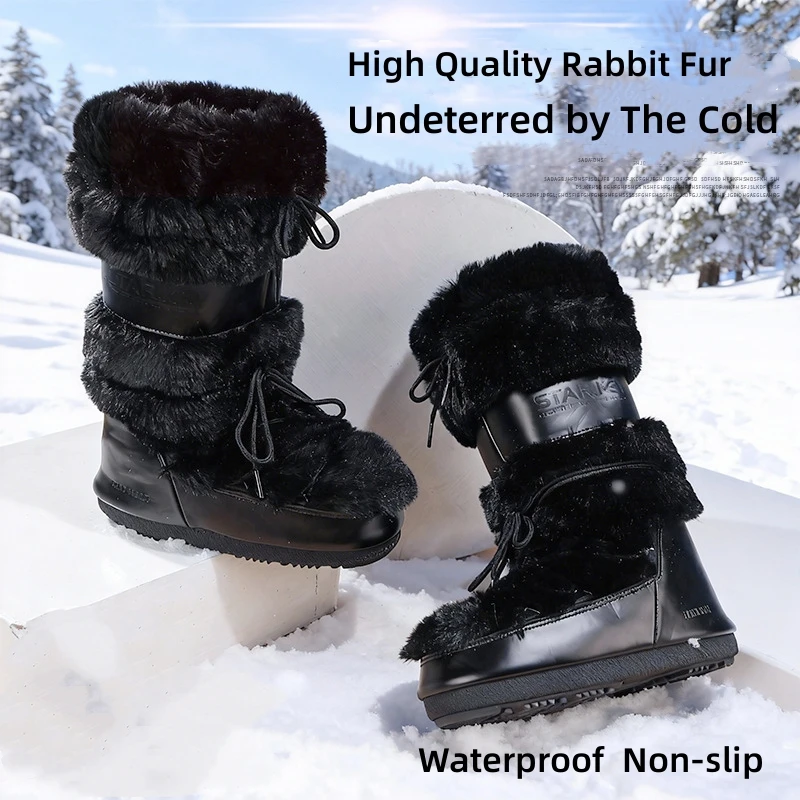 Winter Waterproof PU Snow Boots for Women High-quality Warm Rabbit Fur Fashion Ladies' Space Boots Height Increase Adult Shoes
Winter Waterproof PU Snow Boots for Women High-quality Warm Rabbit Fur Fashion Ladies' Space Boots Height Increase Adult Shoes