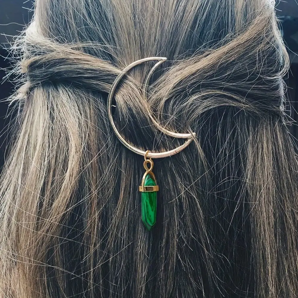 Elegant Hexagonal Column Natural Stone Pendant Crescent-Shaped Metal Hairpin For Women, Simple Style Hair Accessories
Elegant Hexagonal Column Natural Stone Pendant Crescent-Shaped Metal Hairpin For Women, Simple Style Hair Accessories