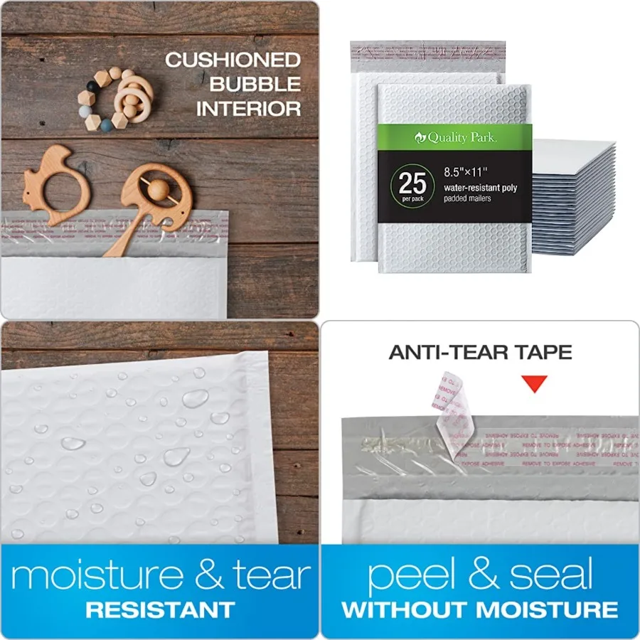 Bubble Mailers, 8.5 11 Shippg Envelopes, Water Resistant Poly Padded Envelopes, i-Strip Peel Off Closure, 25/Bo QUA8585
Bubble Mailers, 8.5 11 Shippg Envelopes, Water Resistant Poly Padded Envelopes, i-Strip Peel Off Closure, 25/Bo QUA8585