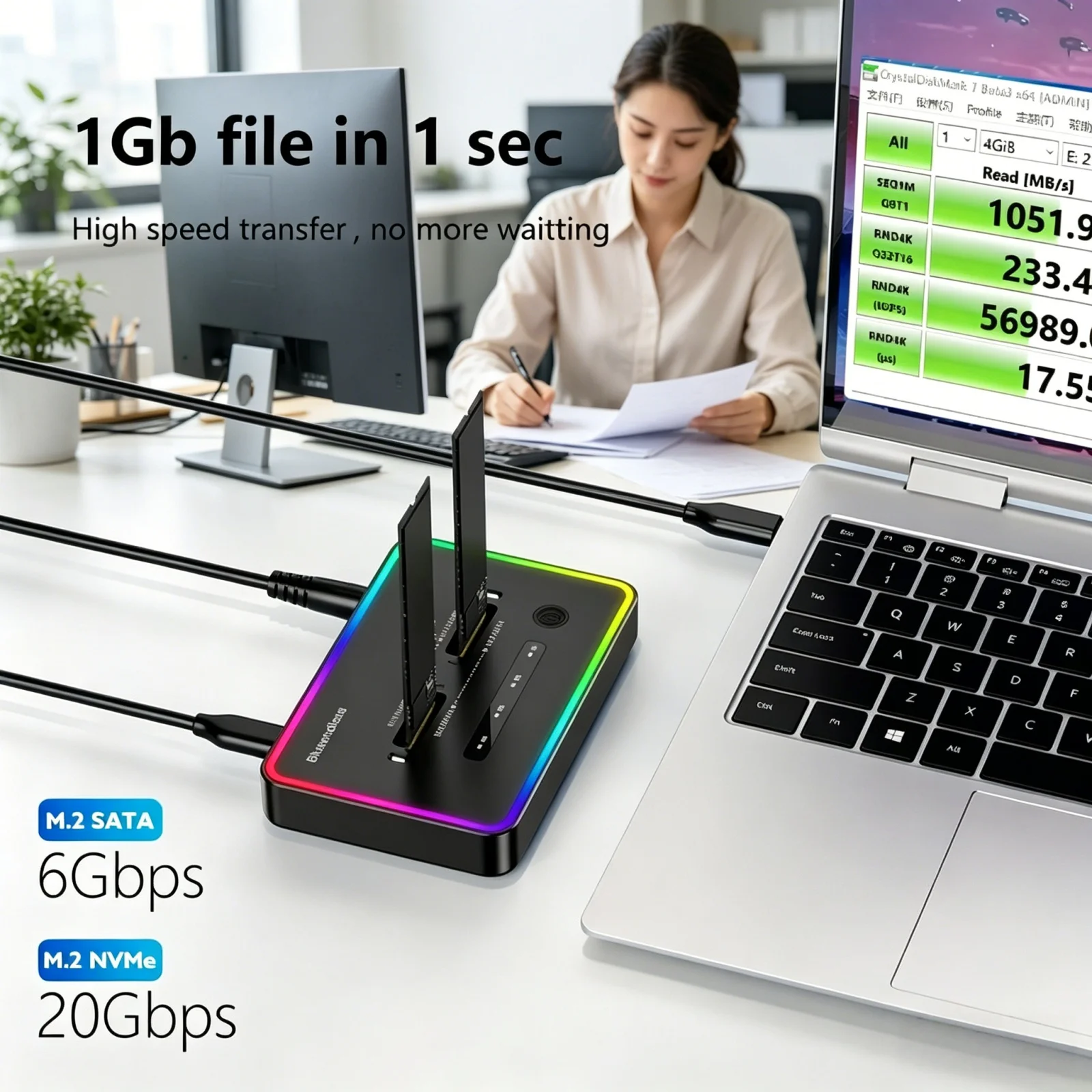 Offline Clone Dual Protocol M.2 SSD Docking Station Type C 10Gbps 2 Bay Enclosure for PCIe NVME SATA SSD
Offline Clone Dual Protocol M.2 SSD Docking Station Type C 10Gbps 2 Bay Enclosure for PCIe NVME SATA SSD