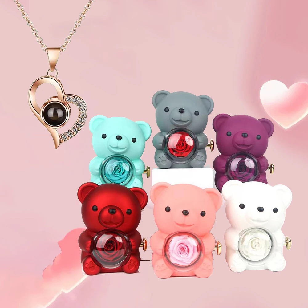 Custom Color Photo Projection Necklace Heart Pendant With Cute Bear Rose Gift Box For Women 520 Valentine's Mother's Day Gifts
Custom Color Photo Projection Necklace Heart Pendant With Cute Bear Rose Gift Box For Women 520 Valentine's Mother's Day Gifts