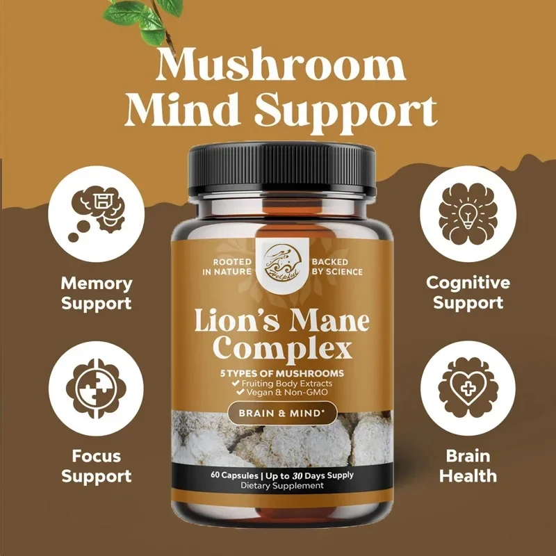 60 capsules of lion mane, 5-fold fruit mushroom complex, white birch mushroom, shiitake mushroom, and ganoderma lucidum
60 capsules of lion mane, 5-fold fruit mushroom complex, white birch mushroom, shiitake mushroom, and ganoderma lucidum