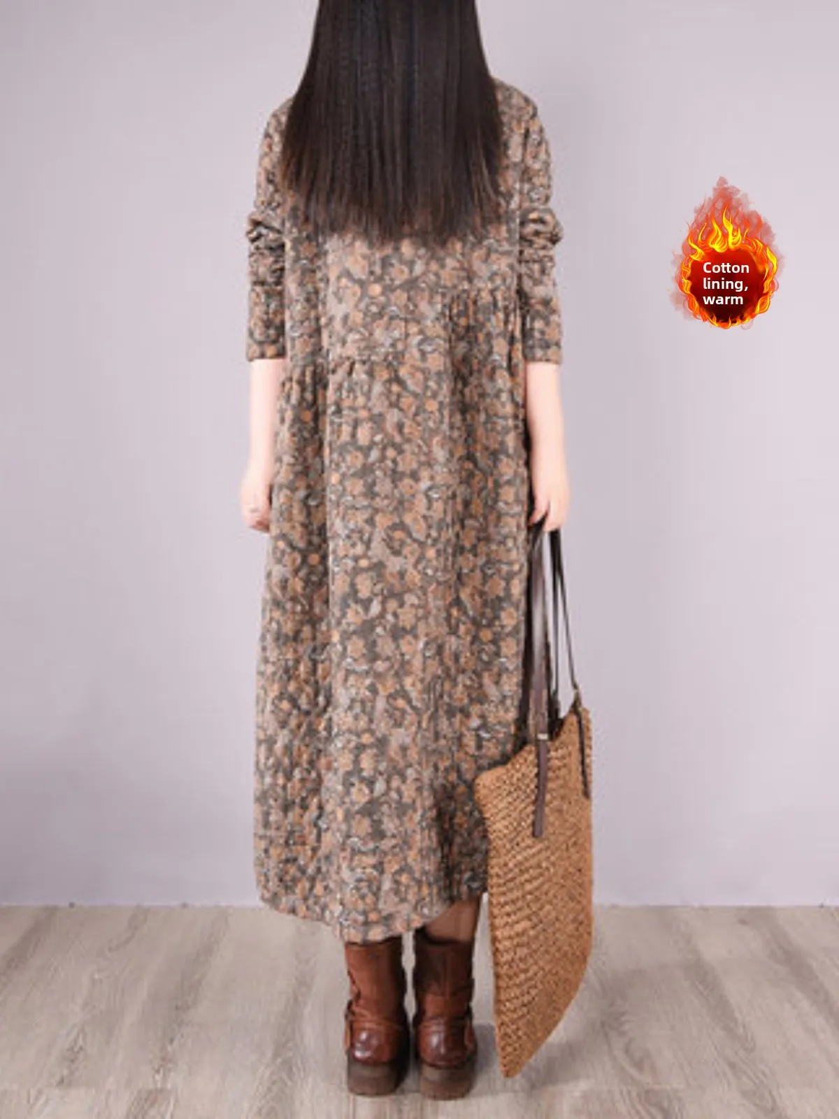 Retro Cotton Linen Long A-Line Dr with Small Floral Print Warm Faionable Women's plus Size irt Sle Dr
Retro Cotton Linen Long A-Line Dr with Small Floral Print Warm Faionable Women's plus Size irt Sle Dr