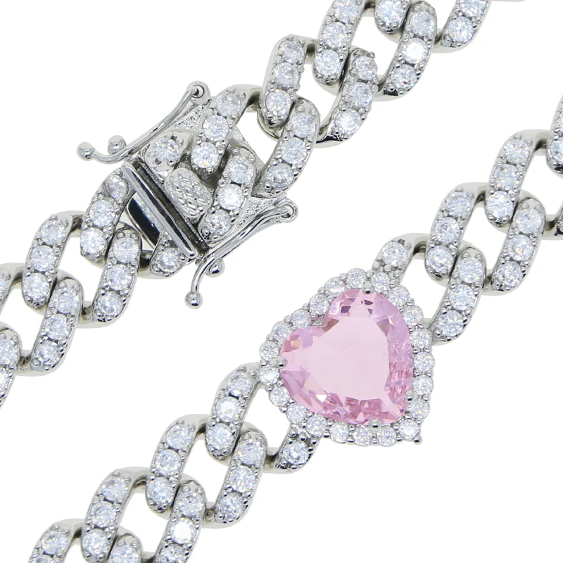 Iced Out New Hip Hop Cuban Chain Bracelet With Silver Color White Pink Heart Cz Stone Paved Charm Punk Styles Jewelry
Iced Out New Hip Hop Cuban Chain Bracelet With Silver Color White Pink Heart Cz Stone Paved Charm Punk Styles Jewelry