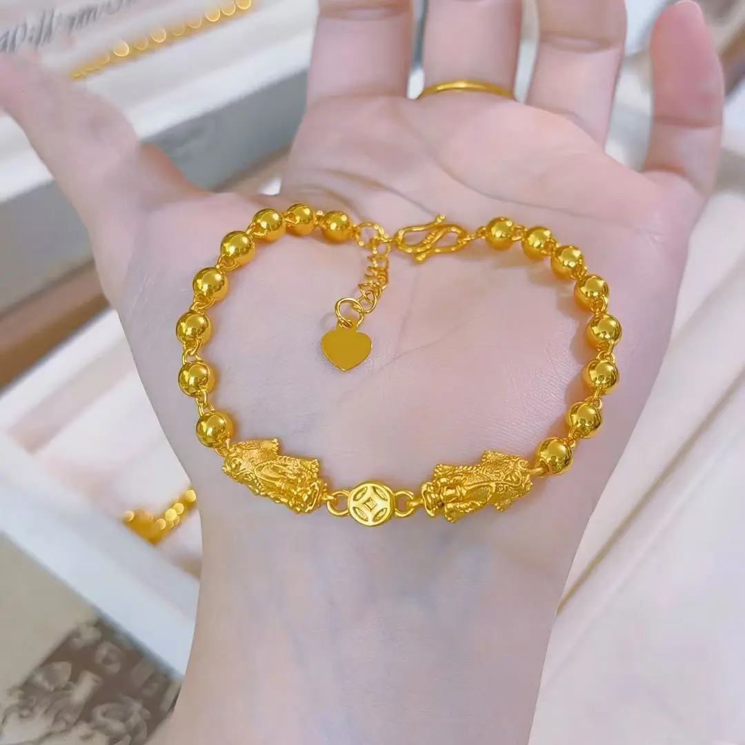 New luxury 24K double Pixiu copper coin bracelet, fashionable and high-end hand jewelry
New luxury 24K double Pixiu copper coin bracelet, fashionable and high-end hand jewelry