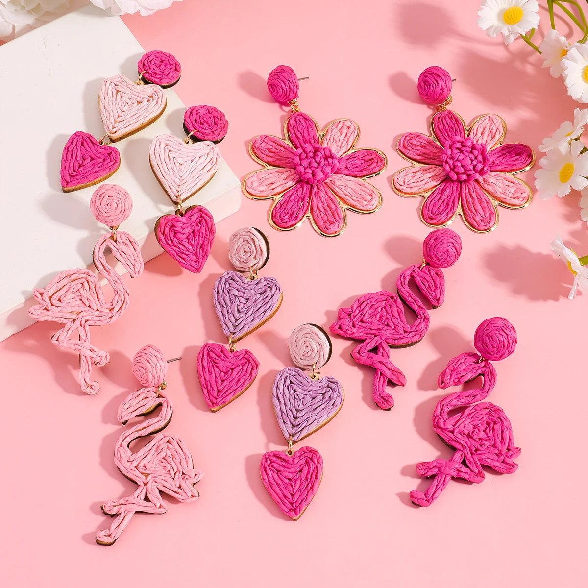 European And American Lafite Grass Heart Flamingo Earrings For Women Valentine's Day Sweet Creative Jewelry Gift Accessories
European And American Lafite Grass Heart Flamingo Earrings For Women Valentine's Day Sweet Creative Jewelry Gift Accessories