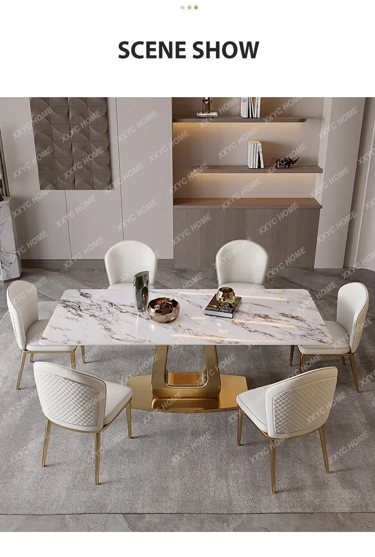 Modern Golden Luxurious Dining Room Office Single Steel Base Plate Kitchen Glossy Rock Board Designer Muebles Unique Furniture
Modern Golden Luxurious Dining Room Office Single Steel Base Plate Kitchen Glossy Rock Board Designer Muebles Unique Furniture