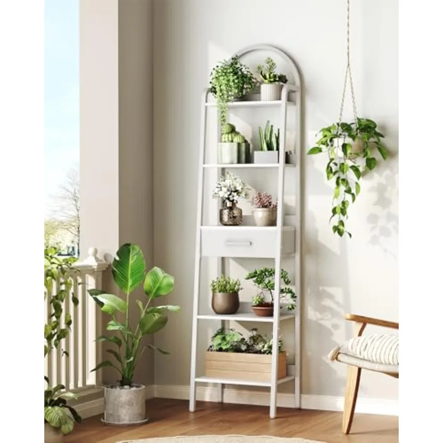 5 Tier Ladder Shelf with Drawer Tall Ladder Bookshelf Standing Bookcase with Metal Frame for Living Room Bathroom Home Office S
5 Tier Ladder Shelf with Drawer Tall Ladder Bookshelf Standing Bookcase with Metal Frame for Living Room Bathroom Home Office S