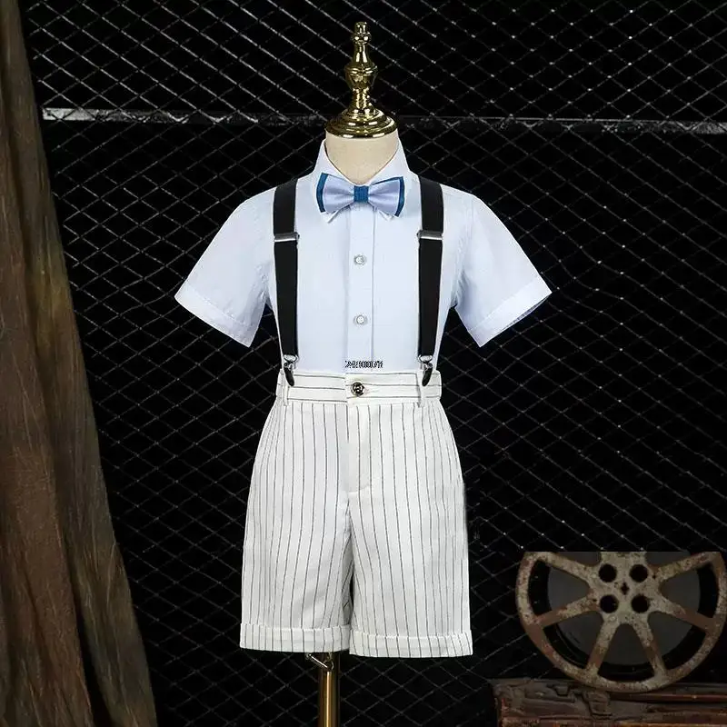 Boys Summer Clothing Set Kids Formal Strap Shirt Shorts Bowtie Wedding Birthday Dress Children Piano Dance Performance Costume
Boys Summer Clothing Set Kids Formal Strap Shirt Shorts Bowtie Wedding Birthday Dress Children Piano Dance Performance Costume