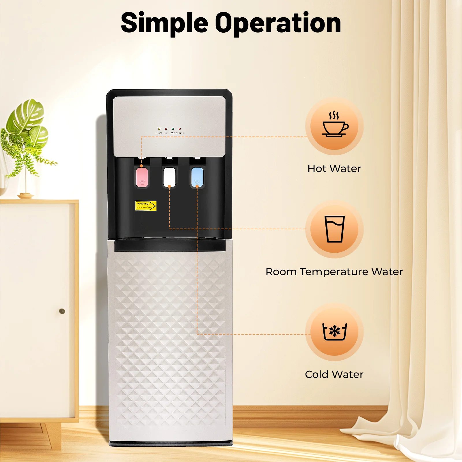 Silver Grey Electrostatic Spraying PP Bottom Loading Water Cooler Dispenser Hot Cold Freestanding Drinking Water Machine 110V US Plug 500W Heating 90W Cooling High Flow 2L/H Cold 5L/H Hot Water For Home Office Hotel Apartment Gym Nursery Kitchen
Silver Grey Electrostatic Spraying PP Bottom Loading Water Cooler Dispenser Hot Cold Freestanding Drinking Water Machine 110V US Plug 500W Heating 90W Cooling High Flow 2L/H Cold 5L/H Hot Water For Home Office Hotel Apartment Gym Nursery Kitchen